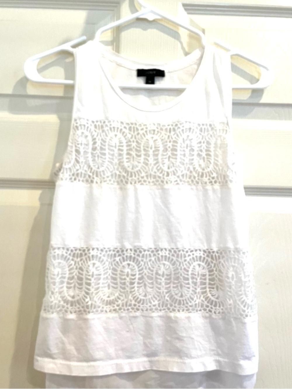 J. Crew White Crochet Panel Sleeveless Tank